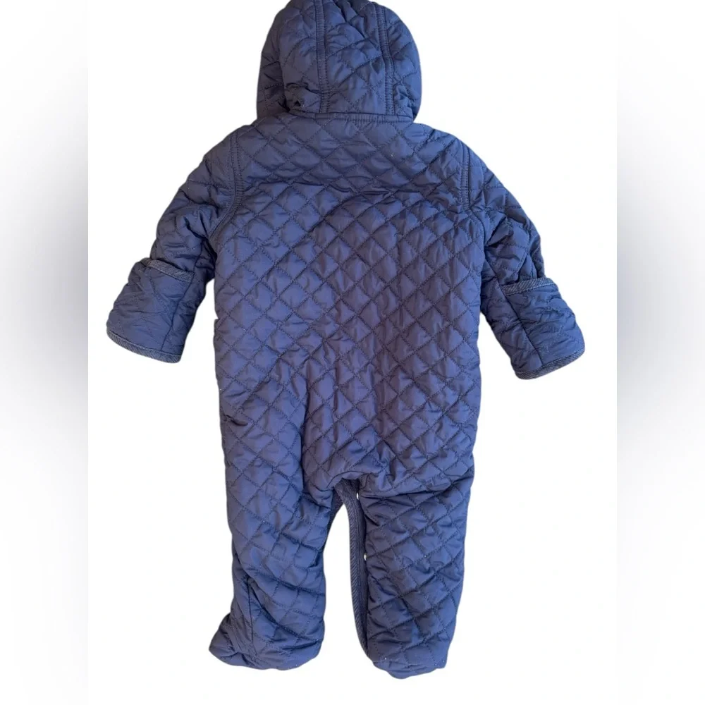 Ralph Lauren Baby Bunting Suit 6M Navy Quilted Hooded Snowsuit Infant Boys Girls
